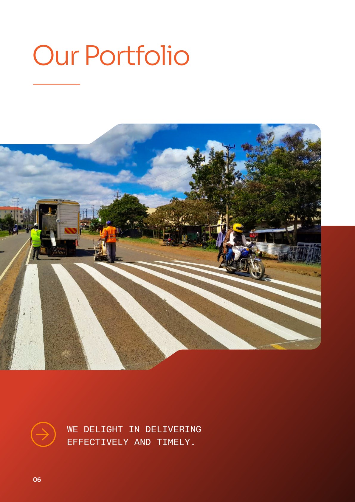 Reign Builders Technologies Ltd team painting zebra crossing on road in Kenya